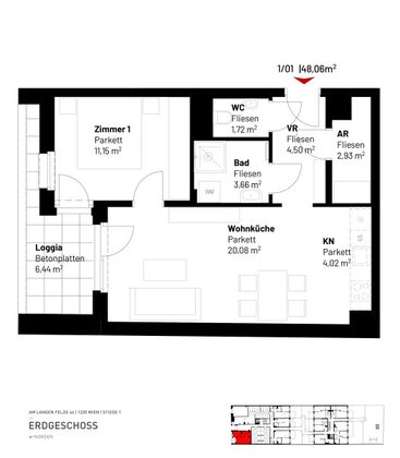 Terrassenwohnung in 1220 Wien