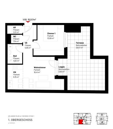 Terrassenwohnung in 1220 Wien